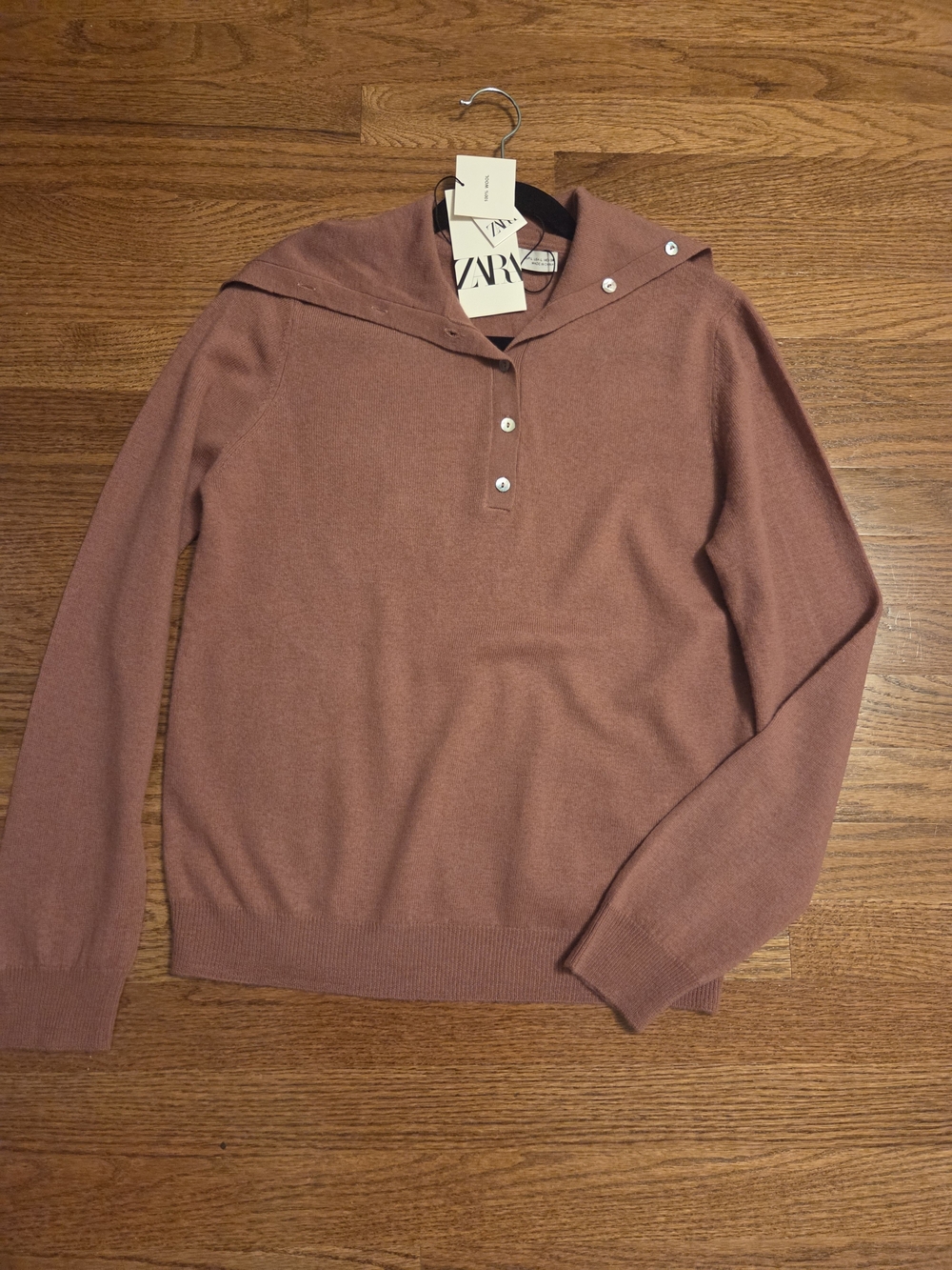New Zara Women's Knit Sweater in Dusty Rose, Large